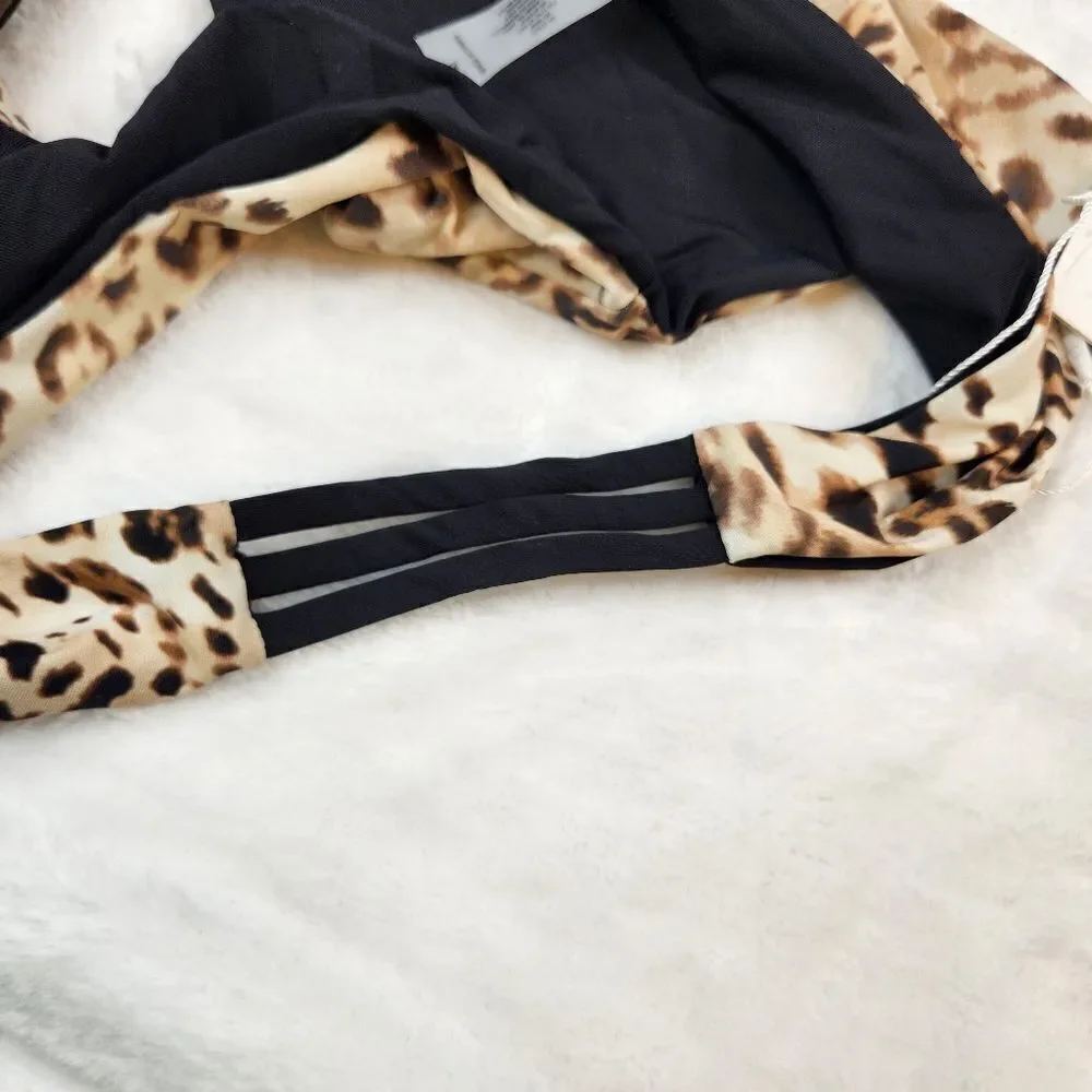 TiNiBiKiNi Leopard Print Black Reversible Swimsuit Bikini Bottom Sz XL